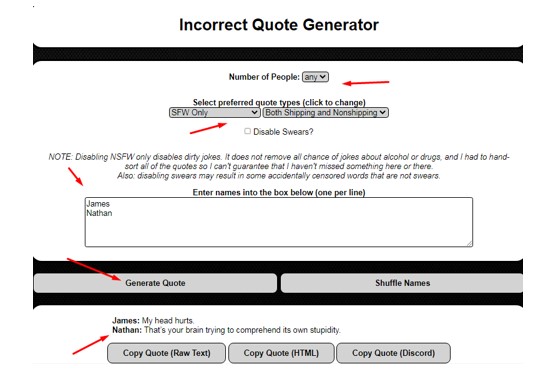 Incorrect Quote Generator Tool